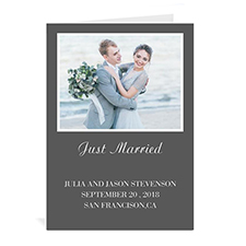 Classic Grey Wedding Photo Cards, 5x7 Portrait Folded