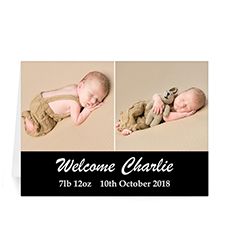 Two Collage Baby Photo Cards, 5x7 Simple Black