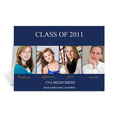 Four Collage Graduation Announcement, Elegant Blue