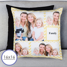 Lemon Chevron Collage Personalized Pillow Cushion Cover 16