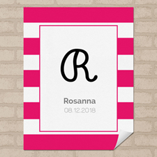 Hot Pink Stripe Personalized Name Poster Print Small 8.5
