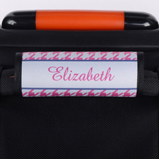 Pink Houndstooth Personalized Luggage Handle Wrap