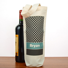 Polka Dot Personalized Cotton Wine Tote