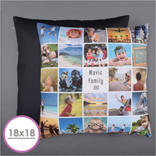 Instagram White Personalized 24 Collage Photo Pillow 18X18 Cushion (No Insert)