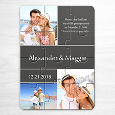 My Save the Date Puzzles, 3 Pictures Collage Grey