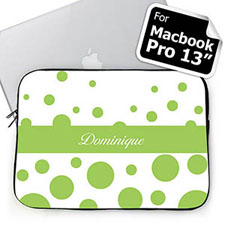 Custom Name Lime Retro Circles MacBook Pro 13 Sleeve (2015)