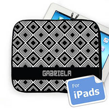 Custom Name Black Diamonds iPad Sleeve