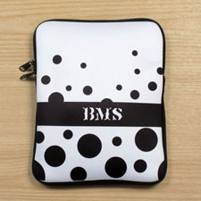 Custom Initials Black Retro Circles iPad Sleeve