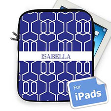 Custom Name Blue Trellis iPad Sleeve