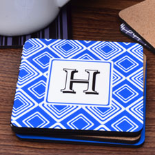 Personalized Monogram Blue Diamond (One Coaster)