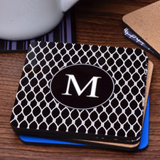 Personalized Black Monogram (One Coaster)