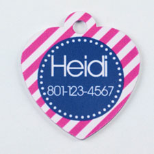 Bright Pink and Gray Stripe Heart (Custom 1 Side)