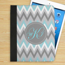 Aqua White Grey Zigzag Chevron Custom Monogram