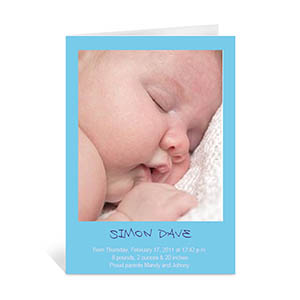 Baby Blue Photo Cards, 5x7 Portrait Folded Causal