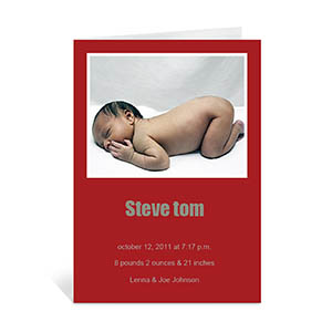 Classic Red Baby Photo Cards, 5x7 Portrait Folded