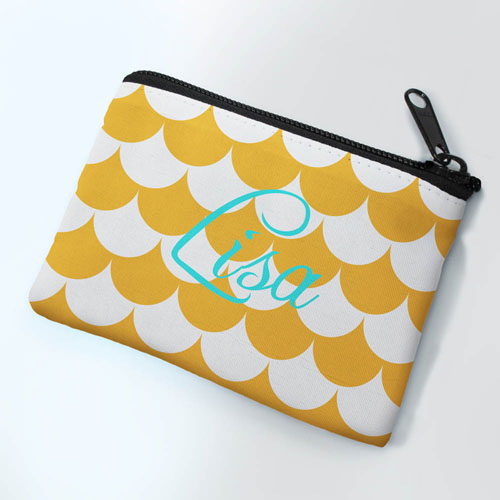 Personalized Orange Wave Small Coin Purse (3.5
