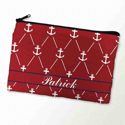 Custom Printed Red White Anchor Zipper Bag