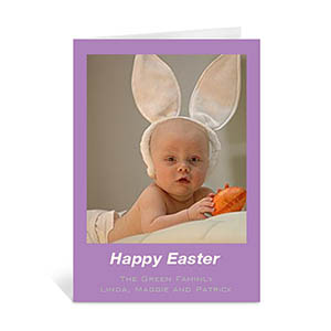 Easter Purple Photo Greeting Cards, 5x7 Portrait Folded Causal