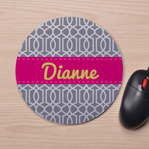 Custom Printed Grey Interlock Design Mouse Pad