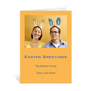 Easter Orange Photo Invitation Cards, 5x7 Portrait Folded