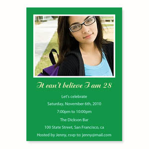 Green Birthday Invitations, 5x7 Stationery Card