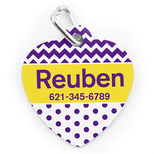 Purple Chevron Polka, Heart