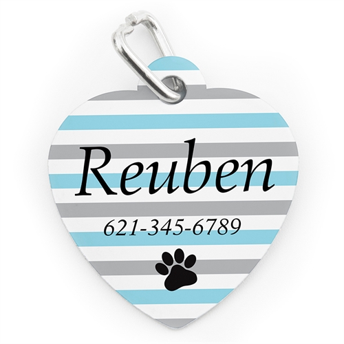 Aqua Stripe Paw, Heart