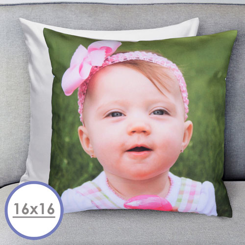 16 X 16 Photo Gallery Custom Pillow (White Back) Cushion (No Insert) 