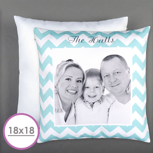 Chevrons Personalized Photo Large Cushion 18