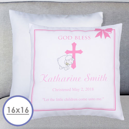 Girl Christening Personalized Large Cushion 18