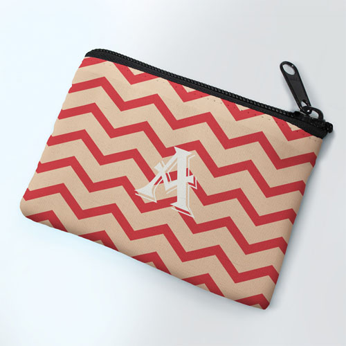 Carol Khaki Chevron Personalized Coin Purse