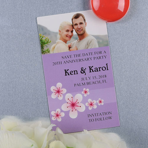 Create And Print Lavender Flourish Personalized Photo Magnet 2x3.5 Card Size