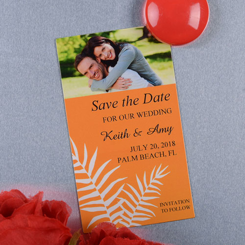 Create And Print Orange Fern Personalized Photo Magnet 2x3.5 Card Size