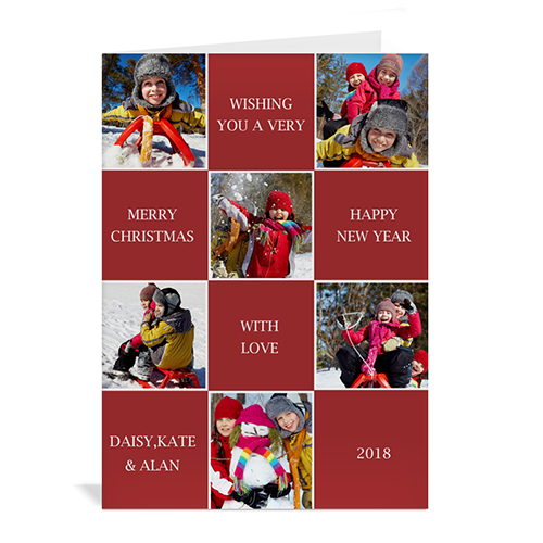 6 Photo Collage Merry Merry Merry - Red
