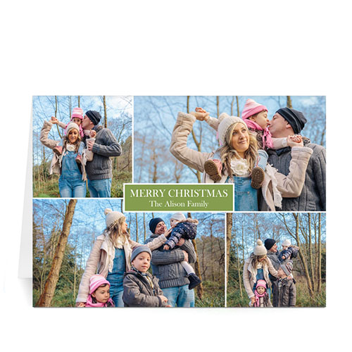 4 Photo Collage Love Piece Joy - Green