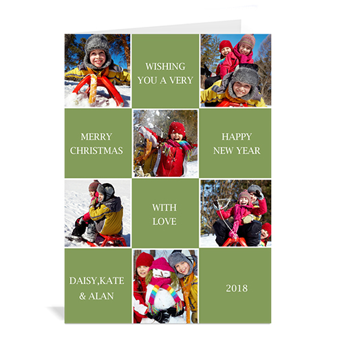 6 Photo Collage Merry Merry Merry - Green