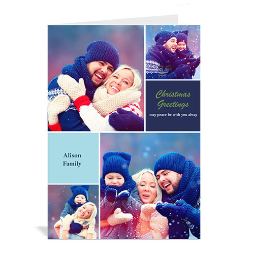 4 Photo Collage Christmas Wish - Blue