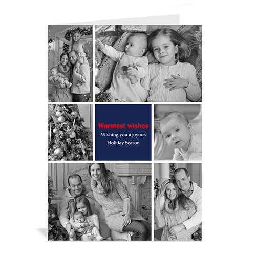 6 Photo Collage Classic Greetings - Blue