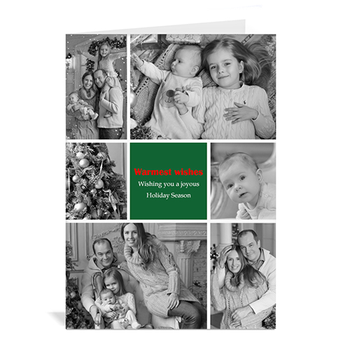 6 Photo Collage Classic Greetings - Green