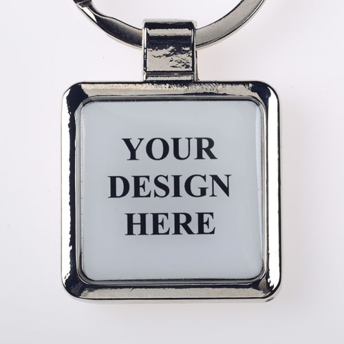 Custom Full Color Imprint Square Metal Keychain (Large)