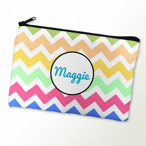 Multi Color Chevron Personalized Cosmetic Bag 6X9