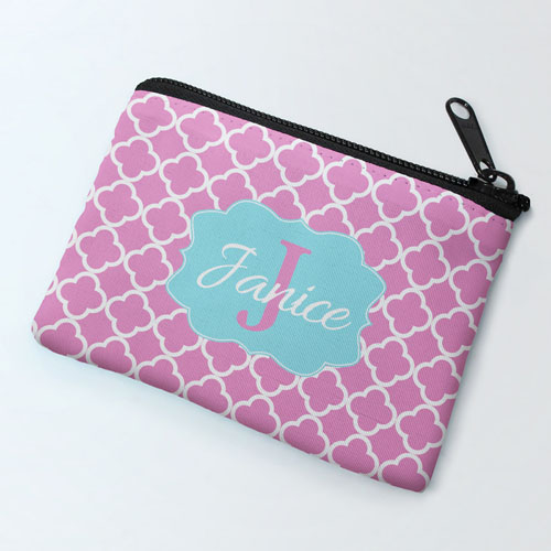 Pink Clover Personalized Coin Purse