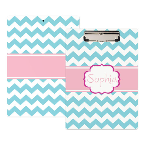 Aqua Chevron Personalized Clipboard