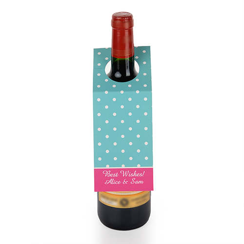 Blue Polka Dots Personalized Wine Tag, set of 6