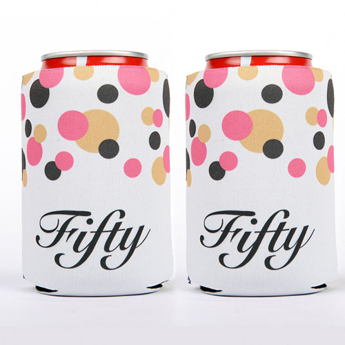 Pink, Black, Gold Polka Dot Personalized Can Cooler