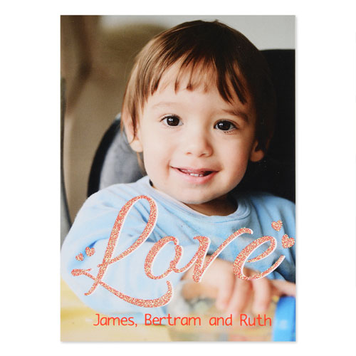 Red Glitter Love Personalized Photo Valentine’s Card