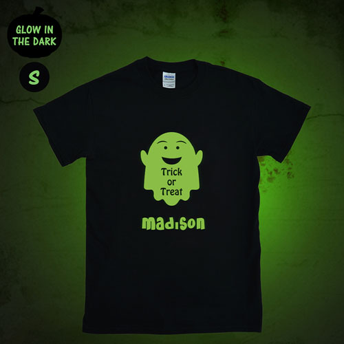 Fat Ghost Personalized Glow In The Dark Halloween T Shirt, Adult Small
