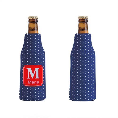 Blue Polka Dot Custom Bottle Cooler