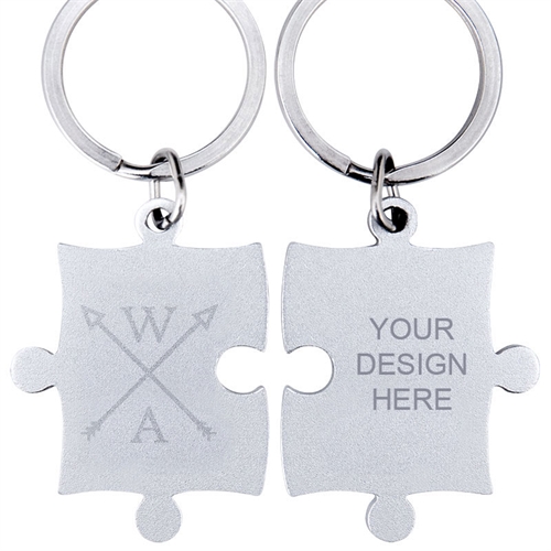 Engraved Wedding Arrow Custom Name Puzzle Keychain