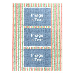 Three Collage Portrait Puzzle, Green and Pink Watercolor Stripes